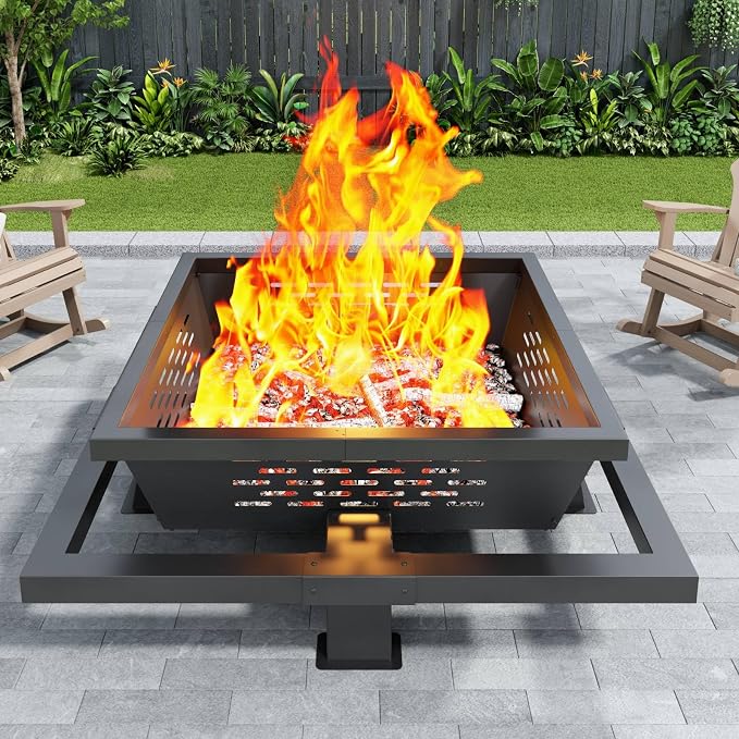 47" Large Fire Pit, Square Outdoor Fire Pit by firepit