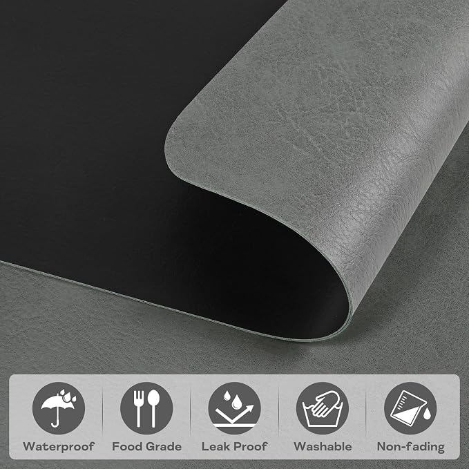 PU Leather Placemats Set of 6 Table Mats Heat Resistant Kitchen Place Mats - Image 3