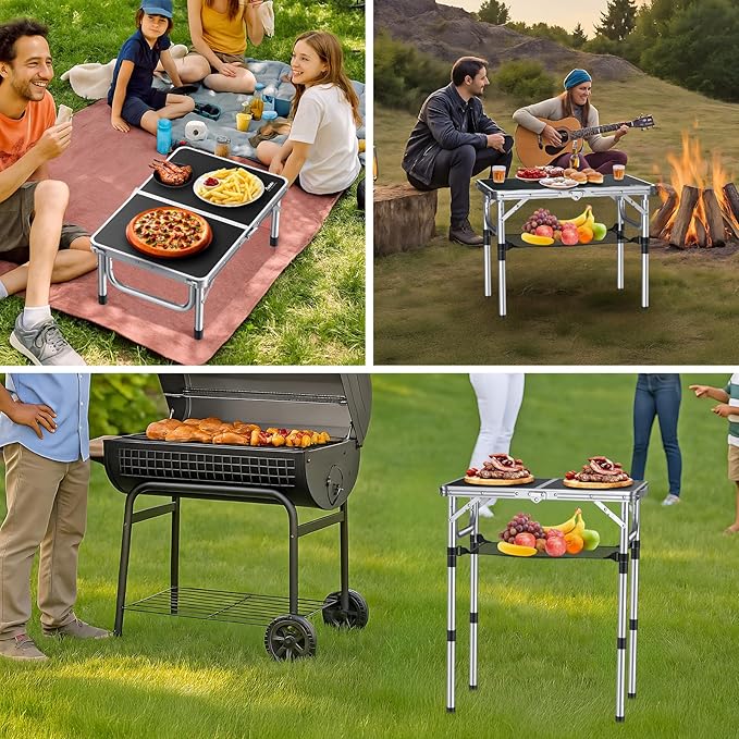 Anbte Folding Camping Table, Aluminum 24" x 16" Adjustable Height Small Folding - Image 5