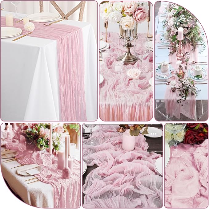 20 Packs Cheesecloth Table Runner 10FT Long Boho Gauze Fabric Table Runner - Image 3