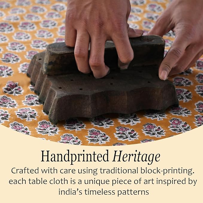 CPC Tablecloth 100% Cotton 70x118 Inch Indian Block Print Rectangle Table Cover - Image 5