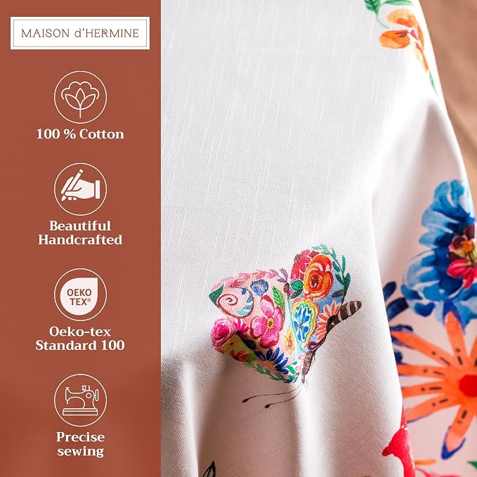 Maison d' Hermine Table Cloth Round Table 100% Cotton 63 Inches Tablecloth - Image 2