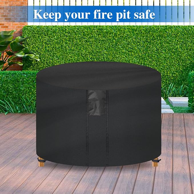 Fire Pit Cover Round- Waterproof Firepit Covers Round Outdoor Fireplace Cover - Image 6