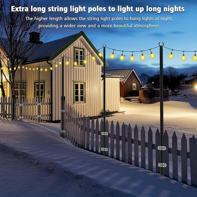 2 Pack String Light Poles, Metal Poles - Image 4