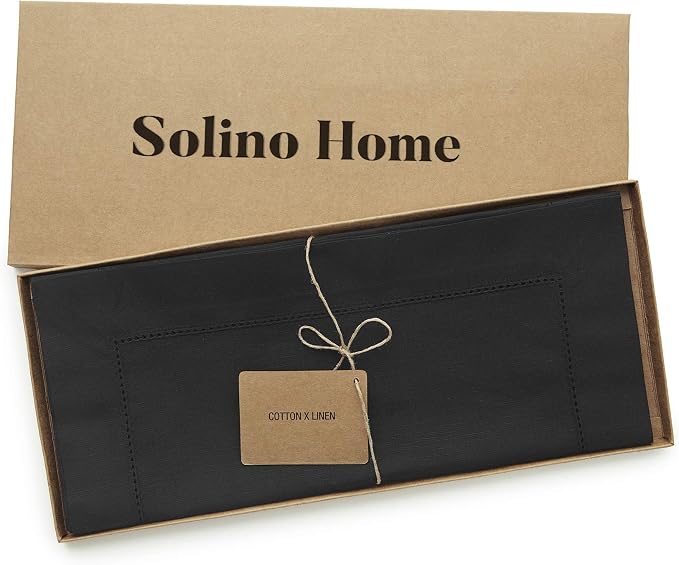 Solino Home Black Hemstitch Table Runner 60 Inches - Image 5
