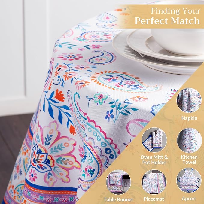 Maison d' Hermine Table Cloth Round Table 100% Cotton 63 Inches Tablecloth - Image 5