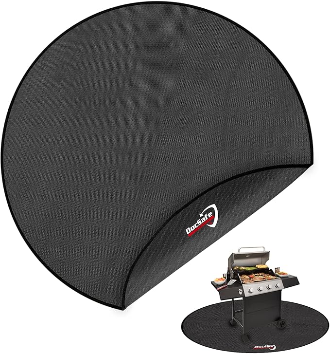 Grill Floor Mat, 60 Inch Round Black Silicone Fiberglass Pad