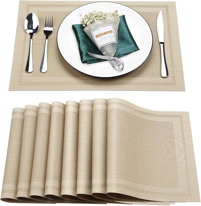 Placemats Set of 8, Heat and Stain Resistant Indoor/Outdoor Place mats by BxzanDya-LifeSmartMaker
