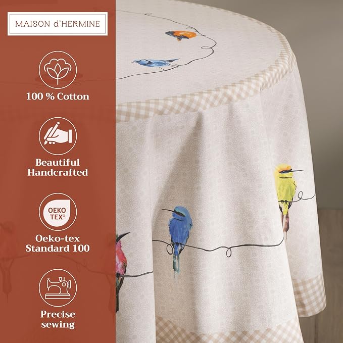 Maison d' Hermine Table Cloth Round Table 100% Cotton 69 Inches Tablecloth - Image 2