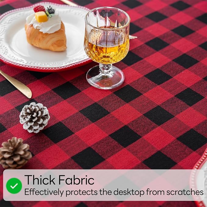 Christmas Gingham Tablecloth Heavy Duty Cotton Blend Red 60x120 inch Plaid - Image 5