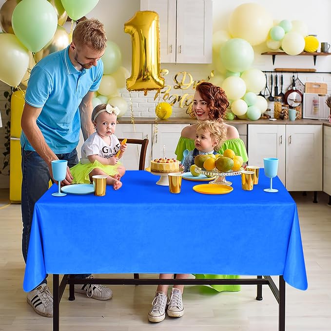 Nasitos 2 Pack Vinyl Tablecloth Rectangle 60x84 Inch-Blue Plastic Tablecloth - Image 4