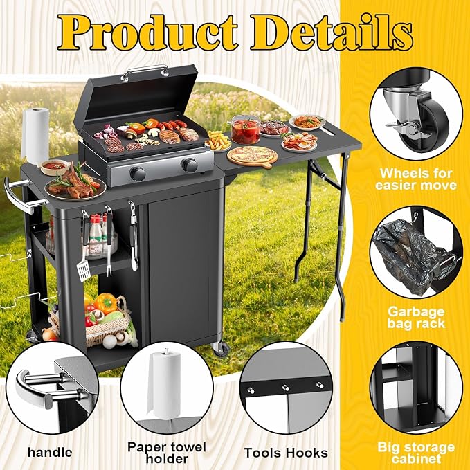Outdoor Grill Table Cart 57"x24"x35", Outdoor Kitchen Island - Image 7