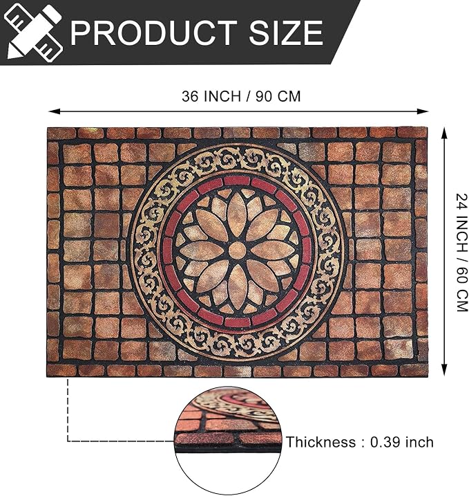 CHICHIC Rectangle Entrance Door Mat Large 24 x 36 Inch High Traffic Area Entry - Image 3