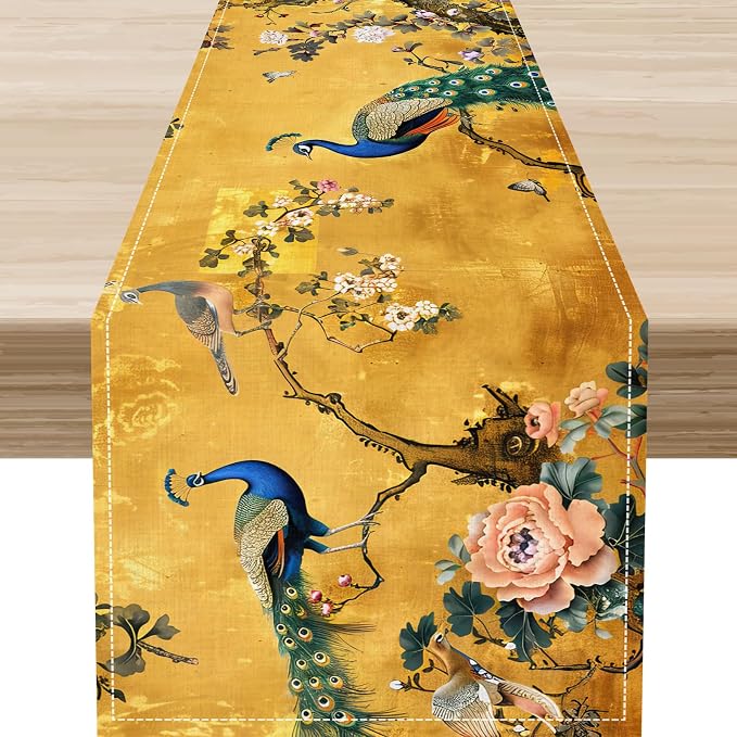 Peacock Table Runner by Unknown