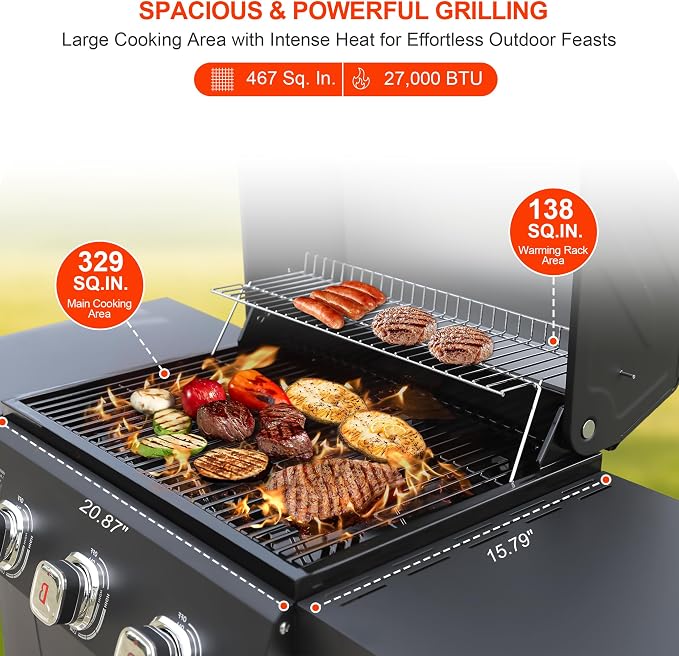 Brand-Man 3-Burner Propane Gas Grill, 000 BTU BBQ Grill - Image 2