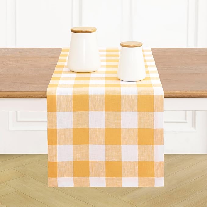 Solino Home Linen Checkered Table Runner 36 Inches by SolinoHome