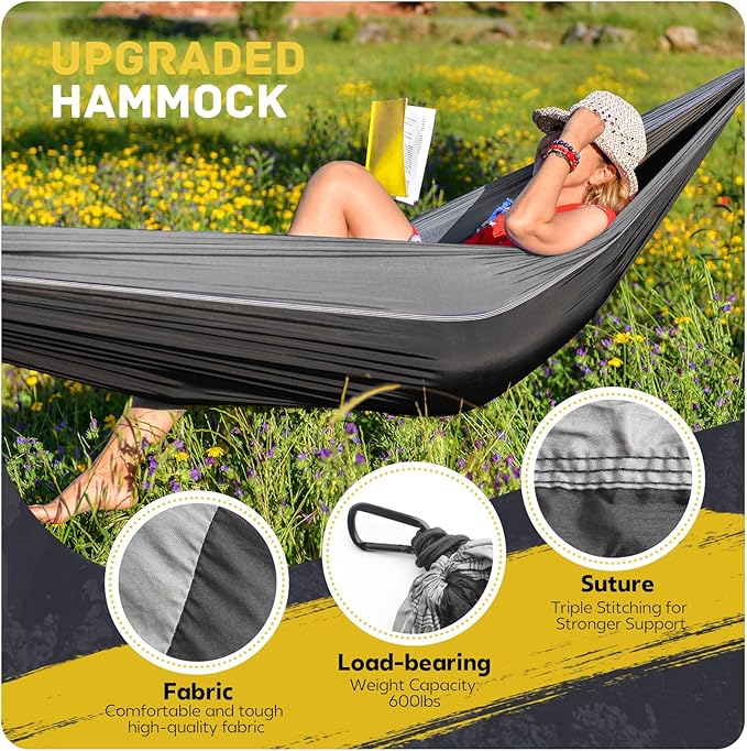 Extra Large Portable Hammock, 600 lb Capacity, 106 x 55 Inch