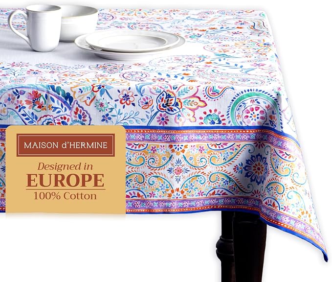 Maison d' Hermine Table Cloth Square Table 100% Cotton 54 x 54 Inches by MaisondHermine