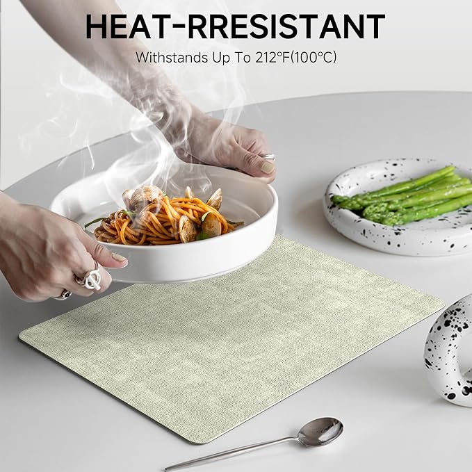 Faux Leather Vinyl Placemats Set of 6 Wipeable Heat Resistant Place Mats 100% - Image 3
