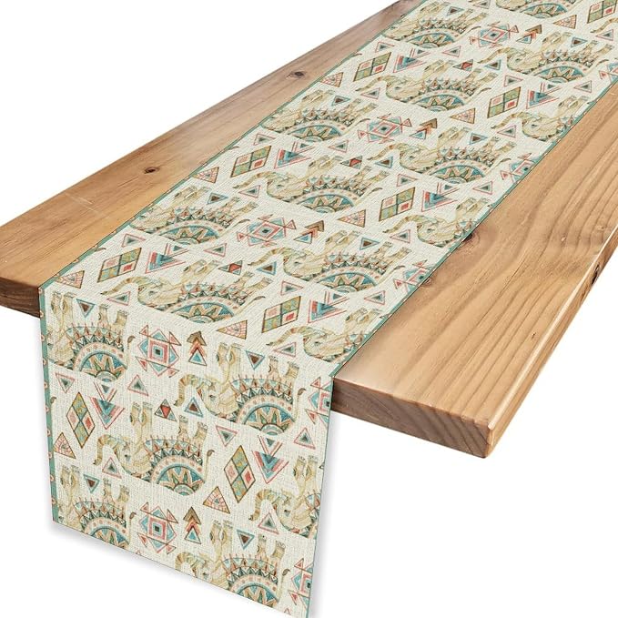 Boho Elephant Table Runner, Rustic African Tribal Indian Diwali Aztec Bohemian - Image 4