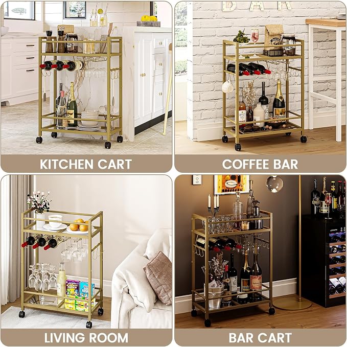 Bar Cart, Serving Cart for Home, Microwave Cart, Drink Cart, Wine Cart - Image 7