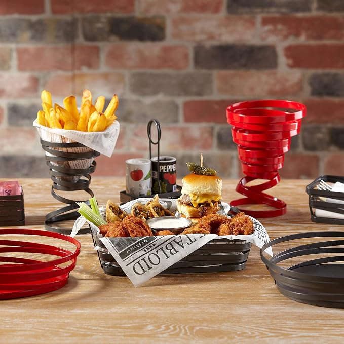 G.E.T. WB-982-R 9" x 7" Rectangular Red Powder Coated Metal Wire Serving Basket - Image 2