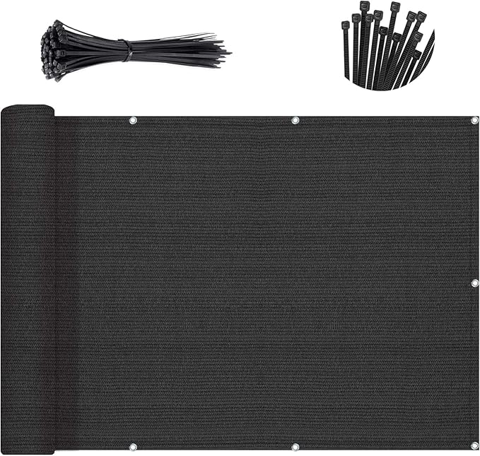 Sunny Guard Customized 2'6''x23' Black Balcony Privacy Screen, 90% Shade by SUNNYGUARD