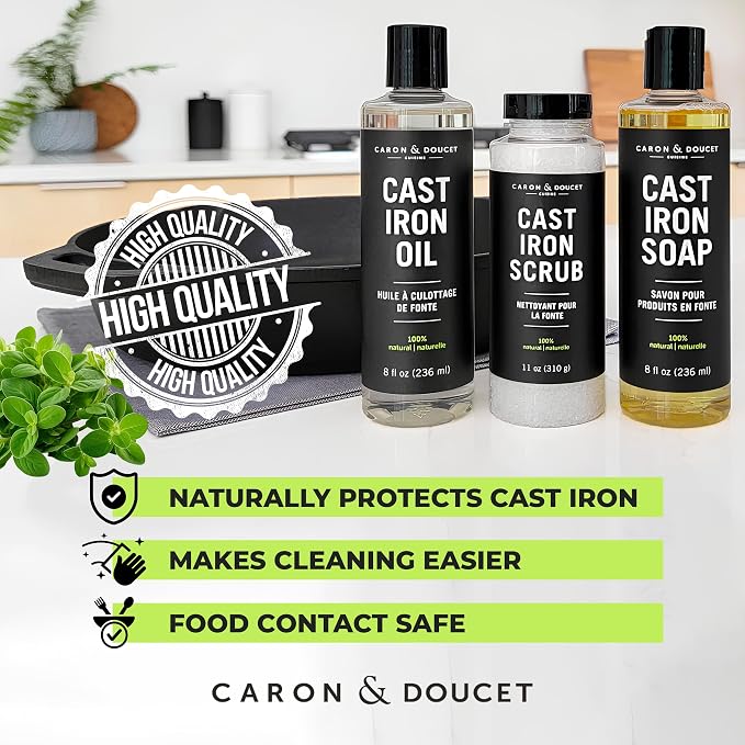 CARON & DOUCET - Ultimate Cast Iron Set: Seasoning Oil, Cleaning Soap & - Image 4