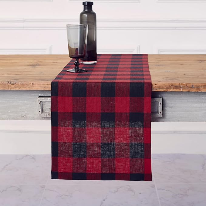 Solino Home Linen Checkered Table Runner 48 Inches by SolinoHome
