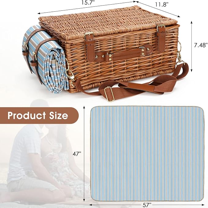Picnic Cooler Basket Set for 2 Persons - Image 3