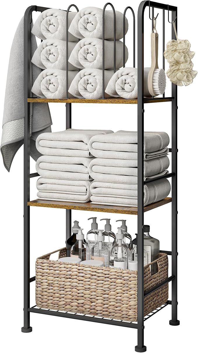 Towel Rack Free Standing 3-Tier M-Shaped Detachable Dividers, Durable Metal - Image 8
