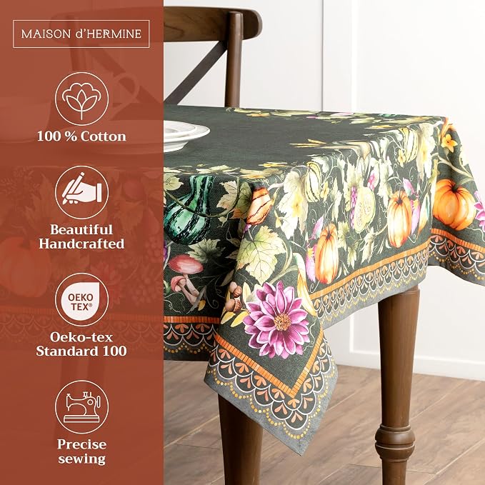 Maison d' Hermine Table Cloth Rectangle Table 100% Cotton 60 x 120 Inches Fall - Image 2