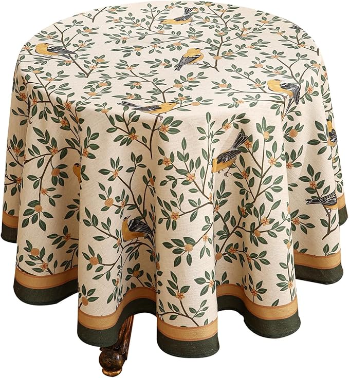patdrea Designer Vintage Linen Round Table Cloth, Durable Breathable Cover Fall by Welcometopatdrea