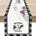 Farmhouse Table Runner, Rustic Country Barn Cottage Rooster Cow Check Animal by Unknown
