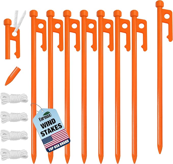Eurmax USA 10 inch Multiuse Heavy Duty Steel Tent Stakes Tarp Pegs Camping by Eurmax