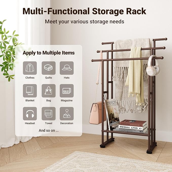 ELYKEN 3 Tier Standing Towel Rack, Freestanding Floor Towel Rack - Image 7