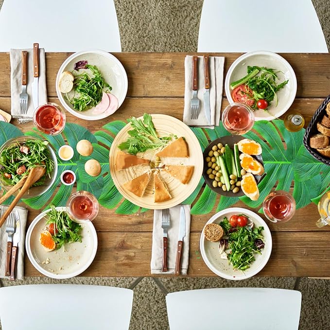 12 Pcs Palm Leaves Table Runners 72 Inch, Artificial Tropical Palm Leaves Table - Image 4
