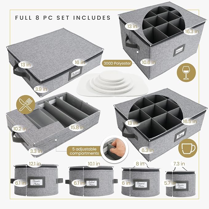 HOMELUX THEORY Hard Shell China Storage Containers, Kitchen Storage Bins W/Lids - Image 2