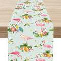 Tropical Flamingo Table Runner, Spring Summer Floral Dots Pineapples Hawaiian by Unknown