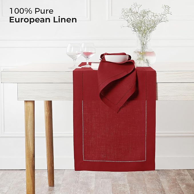 D'Moksha Homes Linen Red Table Runner 132 Inches Long - Image 2