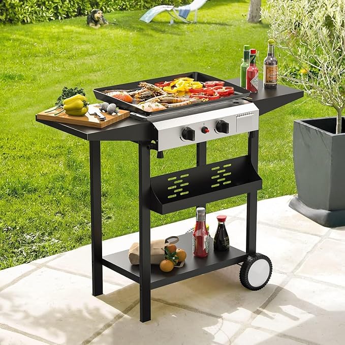 2 Burner BBQ Gas Griddle, 17.3 Inch Stainless Steel Portable Detachable Propane - Image 5