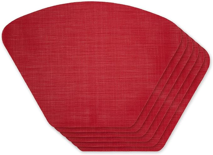 DII PVC Tabletop Collection Woven Indoor/Outdoor, Wedge Placemat Set, Tango Red by DII