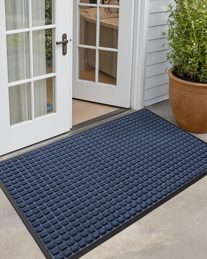 DEXI Front Door Mat Outside Entrance, 4x6 ft Large Rubber Entry Doormat Heavy by DEXI