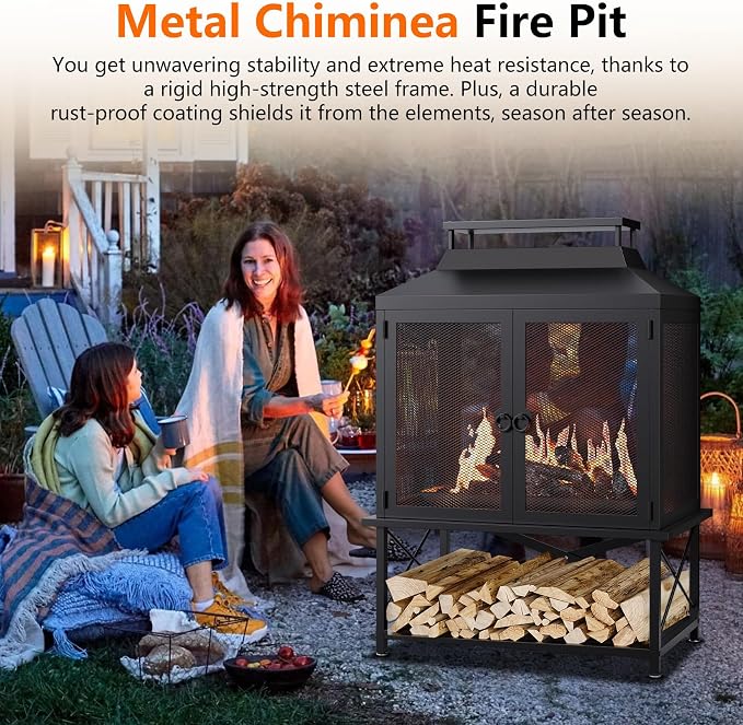 2-in-1 Metal Chiminea Fireplace - Image 7