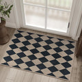Easy Jute Checkered Entryway Rug, 2x3 Black Modern Indoor Outdoor Doormat by Rugalia