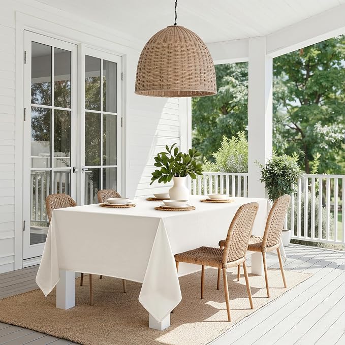 MIULEE White Linen Polyester Tablecloth 60x84 Inch Spring Rectangle Table Cloth - Image 8