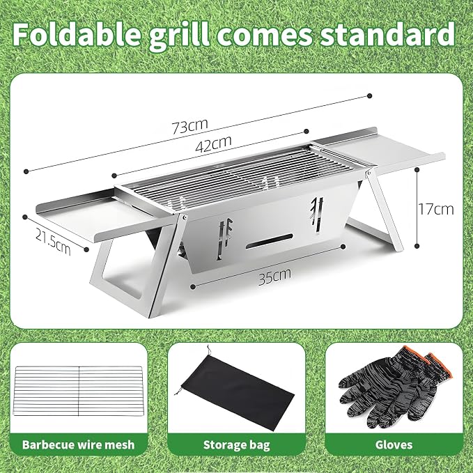 Stainless Steel Grill for Home Indoor Outdoor Camping Charcoal Convenient - Image 2