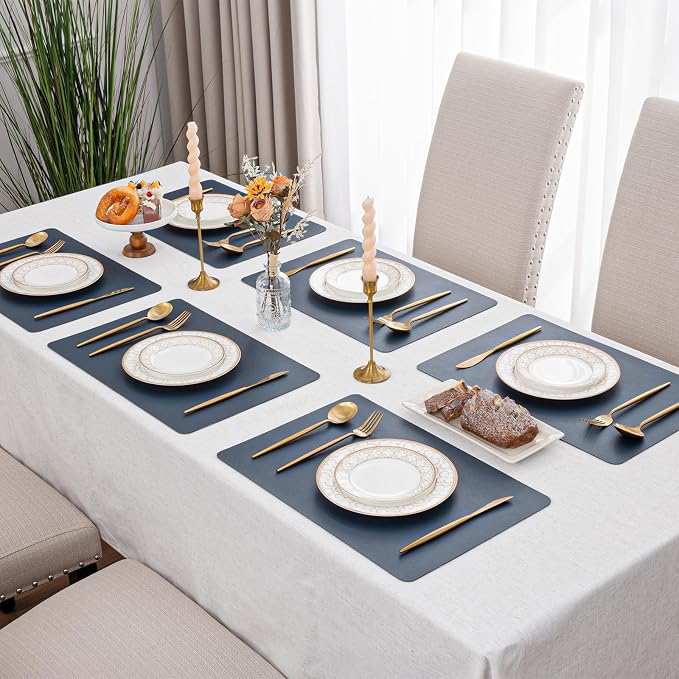 SHACOS Placemats Set of 6 Faux Leather Waterproof Leakproof Wipeable PU - Image 2