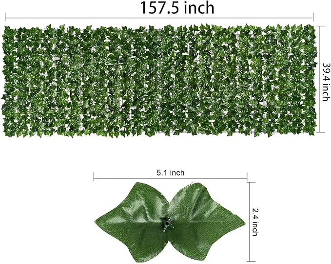 DearHouse Artificial Ivy Privacy Fence, 157.5x39in Artificial Hedges Fence and - Image 3