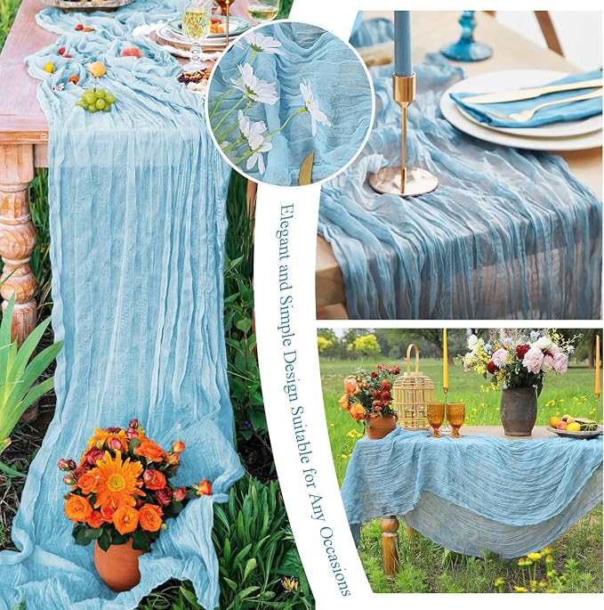 20 Packs Cheesecloth Table Runner 10FT Long Boho Gauze Fabric Table Runner - Image 7